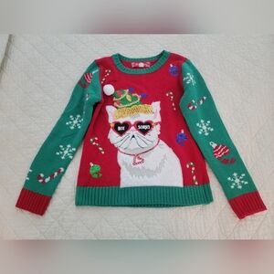 Christmas ugly sweater girls cat no sorry size 10